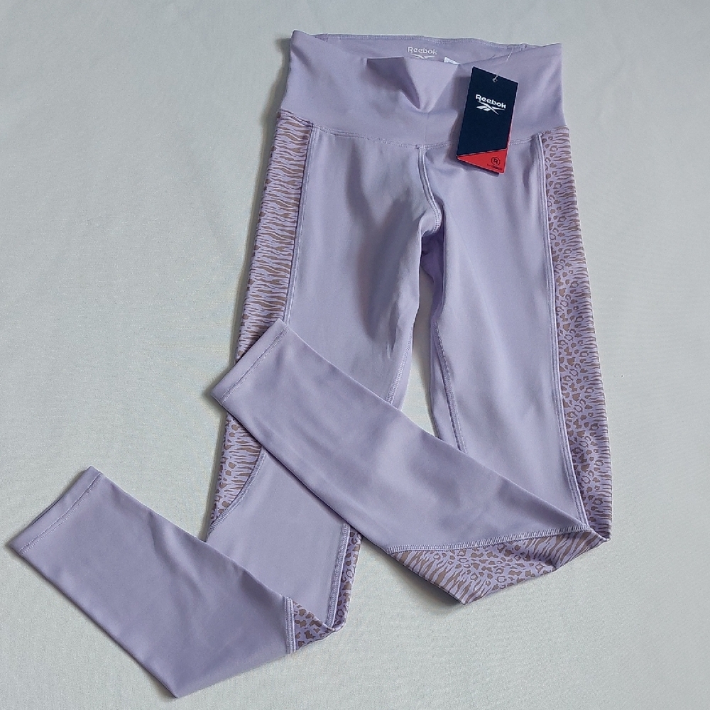 Reebok Womens Lavender Leggings with Patterned Sides Size XS